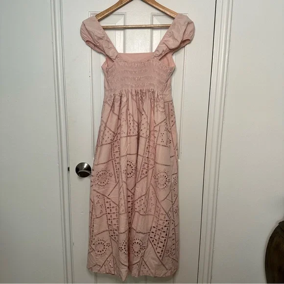 NWT Hatch Maternity Ivy Eyelet Dress Blush Midi Summer Baby Shower Gender Reveal - Picture 5 of 6